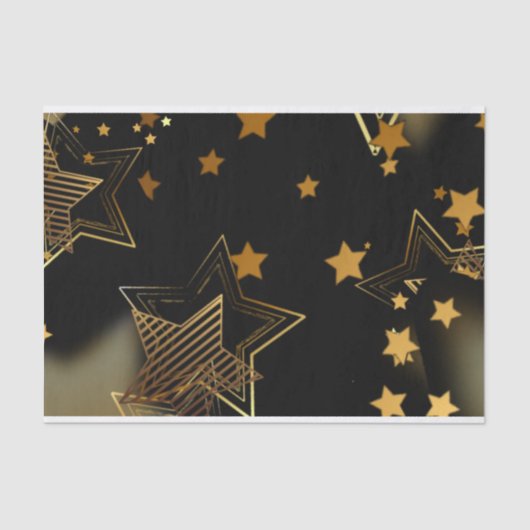 Papier Mousseline Elégant Golden Stars Joyeux Noël (Recto)