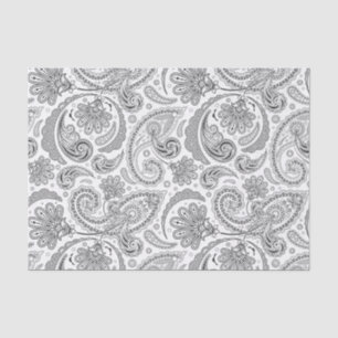 Papier Mousseline Élégant gris floral Damas Arrière - plan blanc
