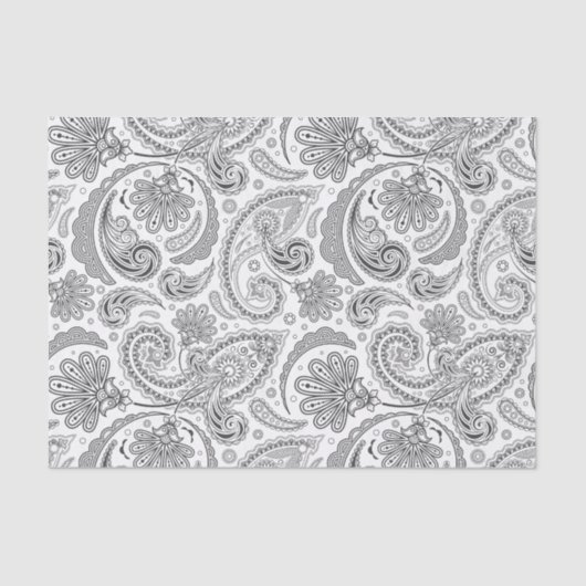 Papier Mousseline Élégant gris floral Damas Arrière - plan blanc (Recto)