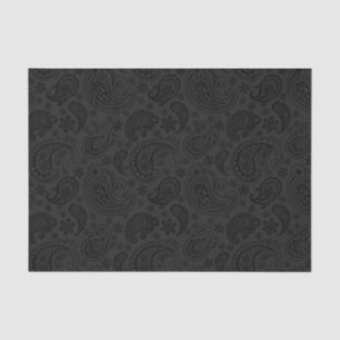 Papier Mousseline Elégant gris Vintage Paisley Black Arrière - plan