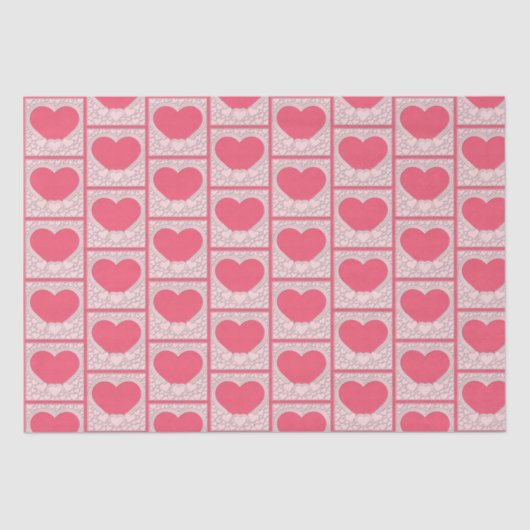 Papier Mousseline Élégant Heureuse Sainte-Valentin de coeur rose élé (Recto)