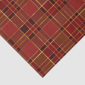 Papier Mousseline Élégant Hiver Rouge et Or Pile de Noël Plaid (Détail)