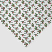 Papier Mousseline Elegant Holly Berries Motif Noël (Détail)