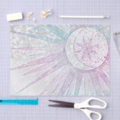 Papier Mousseline Elegant Iridescent Sun Moon Mandala Silver Design (Artisanat)