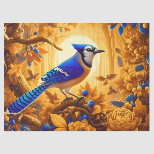Papier Mousseline Elégant Jay bleu majestueux en automne Découpage l (Recto)