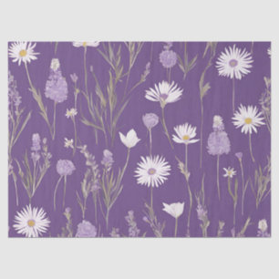 Papier Mousseline Élégant Lavendar Blanc Boho Fleur sauvage Floral