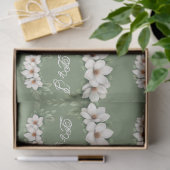 Papier Mousseline Elégant Magnolia Blanc Mariage Hiver Pine Tree (Cadeau)
