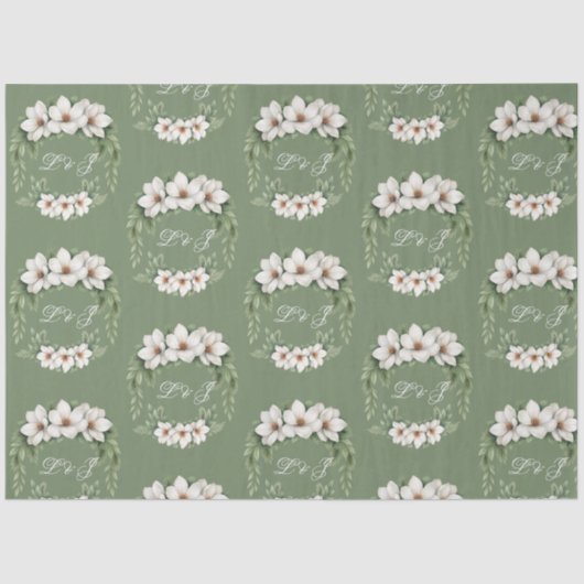 Papier Mousseline Elégant Magnolia Blanc Mariage Hiver Pine Tree (Recto)