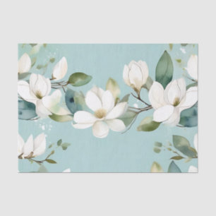 Papier Mousseline Elégant Magnolia et Garland verdoyant