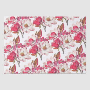Papier Mousseline Élégant Magnolia rose Vintage blanc