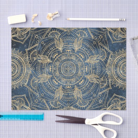Papier Mousseline Elégant Mandala Blue Whimsy Design (Artisanat)