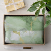 Papier Mousseline Elégant Marbre Vert Faux Gold Parties scintillant  (Cadeau)