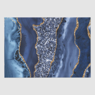 Papier Mousseline Elégant Marine Bleu et Parties scintillant d'or Oc