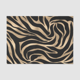 Papier Mousseline Elégant métal or Zèbre noir Poster de animal