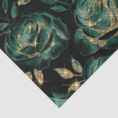 Papier Mousseline Élégant modèle floral Rose vert et or (Détail)