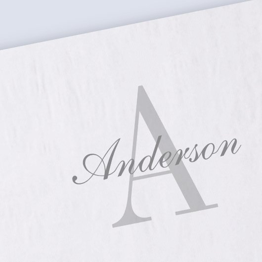 Papier Mousseline Élégant Monogramme blanc et gris