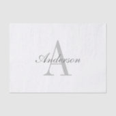 Papier Mousseline Élégant Monogramme blanc et gris (Recto)