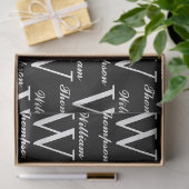 Papier Mousseline Élégant Monogramme de calligraphie noir et blanc (Cadeau)