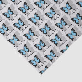 Papier Mousseline Élégant Monogramme d'ombre à papillon bleu (Détail)