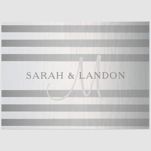 Papier Mousseline Élégant Monogramme Faux Gris Argent Gris Gris (Recto)