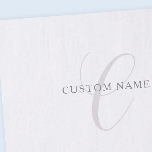 Papier Mousseline Élégant Monogramme moderne | Gris et blanc (modifi