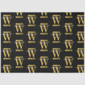 Papier Mousseline Élégant Monogramme noir & or Script moderne (Recto)