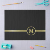Papier Mousseline Élégant Monogramme or sur noir (Artisanat)