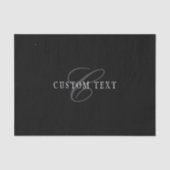 Papier Mousseline Élégant Monogramme personnalisable | Noir gris bla (Recto)