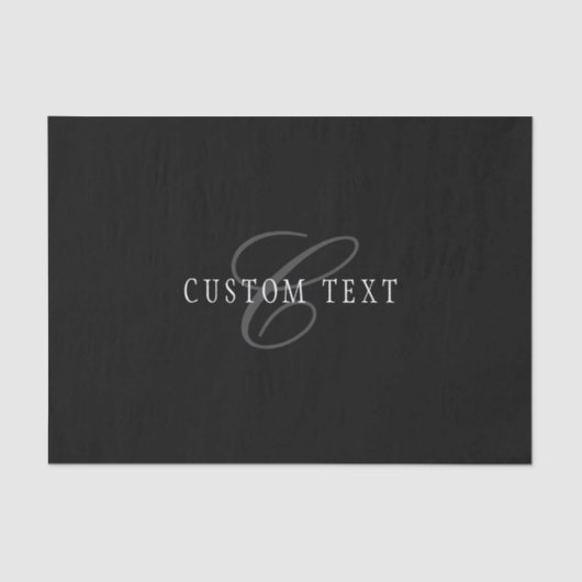 Papier Mousseline Élégant Monogramme personnalisable | Noir gris bla (Recto)