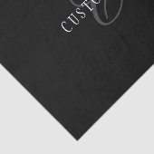 Papier Mousseline Élégant Monogramme personnalisable | Noir gris bla (Détail)