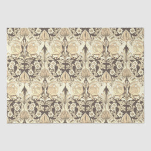 Papier Mousseline Élégant Motif à fleurs Brown Art Nouveau Vintage