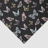 Papier Mousseline Élégant Motif à papillon arc-en-ciel noir et paste (Détail)