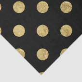 Papier Mousseline Elégant Motif à points Polka Gold Foil - Or et noi (Détail)