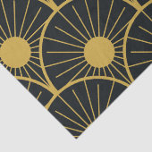 Papier Mousseline Elégant Motif Art Déco Gold Sun sur Noir (Détail)