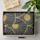 Papier Mousseline Elégant Motif Art Déco Gold Sun sur Noir (Cadeau)