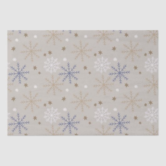 Papier Mousseline Élégant Motif beige Snowflake (Recto)