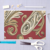 Papier Mousseline Elégant Motif Botanique avec Foliage Tan (Artisanat)