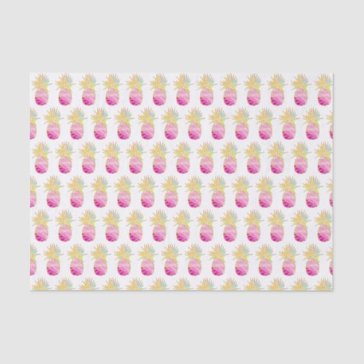 Papier Mousseline Élégant Motif d'ananas en rose et or (Recto)