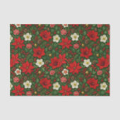 Papier Mousseline Élégant Motif d'art botanique Poinsettia Floral (Recto)