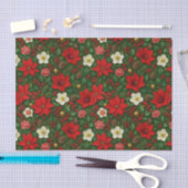 Papier Mousseline Élégant Motif d'art botanique Poinsettia Floral (Artisanat)