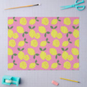 Papier Mousseline Élégant Motif de citron rose et jaune (Artisanat)