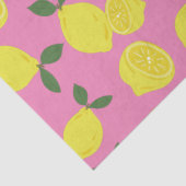 Papier Mousseline Élégant Motif de citron rose et jaune (Détail)