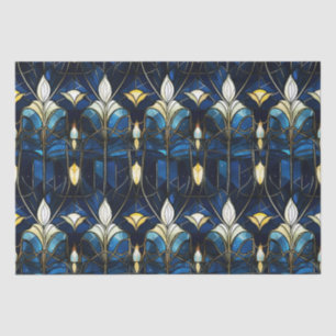 Papier Mousseline Élégant motif de faux vitrail en lotus doré