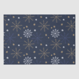 Papier Mousseline Élégant Motif de flocon de neige bleu foncé
