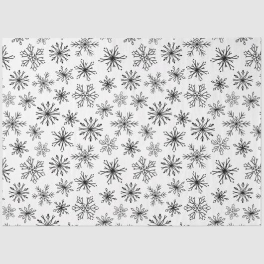 Papier Mousseline Élégant Motif de flocons de neige noir blanc moder (Recto)