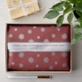 Papier Mousseline Élégant Motif de flocons rouges d'argent d'hiver (Cadeau)