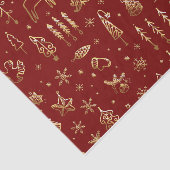 Papier Mousseline Élégant Motif de Noël rouge et or (Détail)