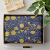 Papier Mousseline Élégant motif de vignes au citron bleu frais (Cadeau)