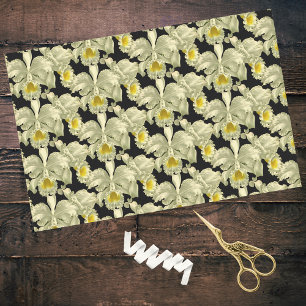 Papier Mousseline Elégant Motif d'orchidée blanche sur Arrière - pla