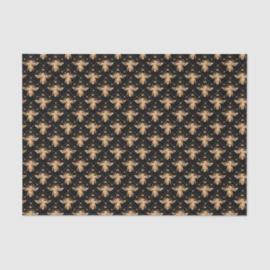 Papier Mousseline élégant motif en carrelage d'abeilles dorées (Recto)